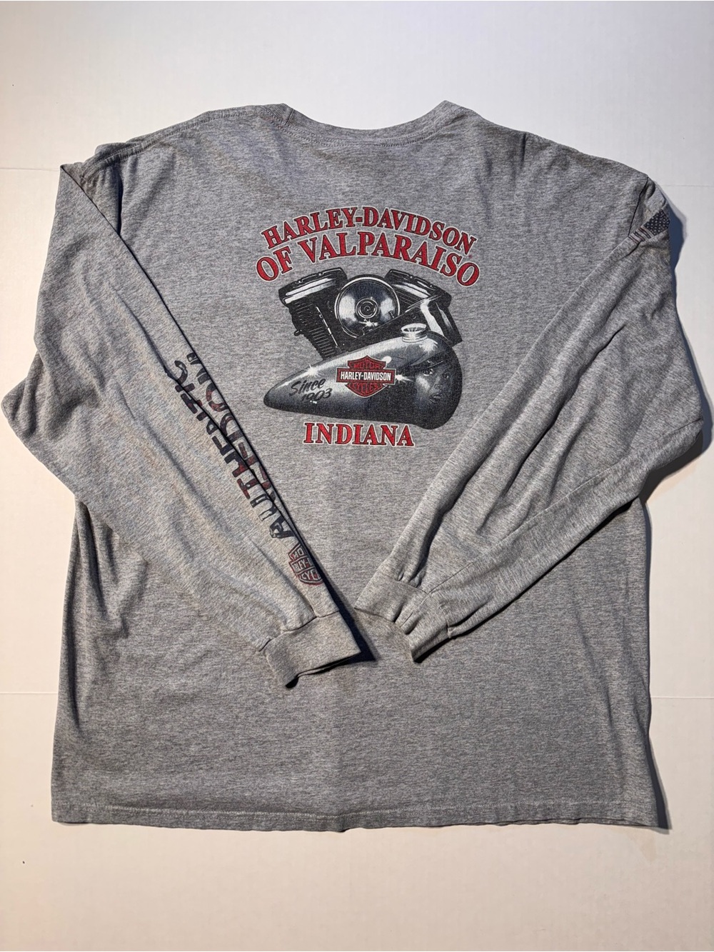 Vtg Harley Davidson Motorcycle Authentic Freedom Indiana Long Sleeve T-shirt XXL
